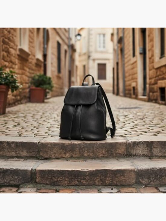 Full-Grain Leather Backpack Purse Structured Design Work Commuter City Travel